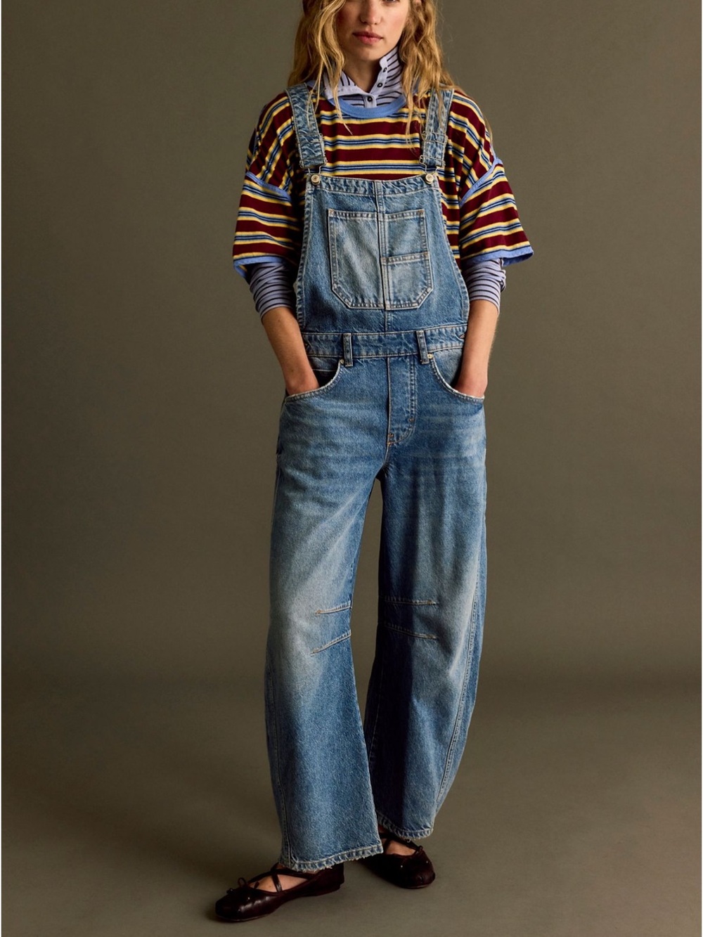 We The Free Good Luck Barrel Overalls Blue  Small